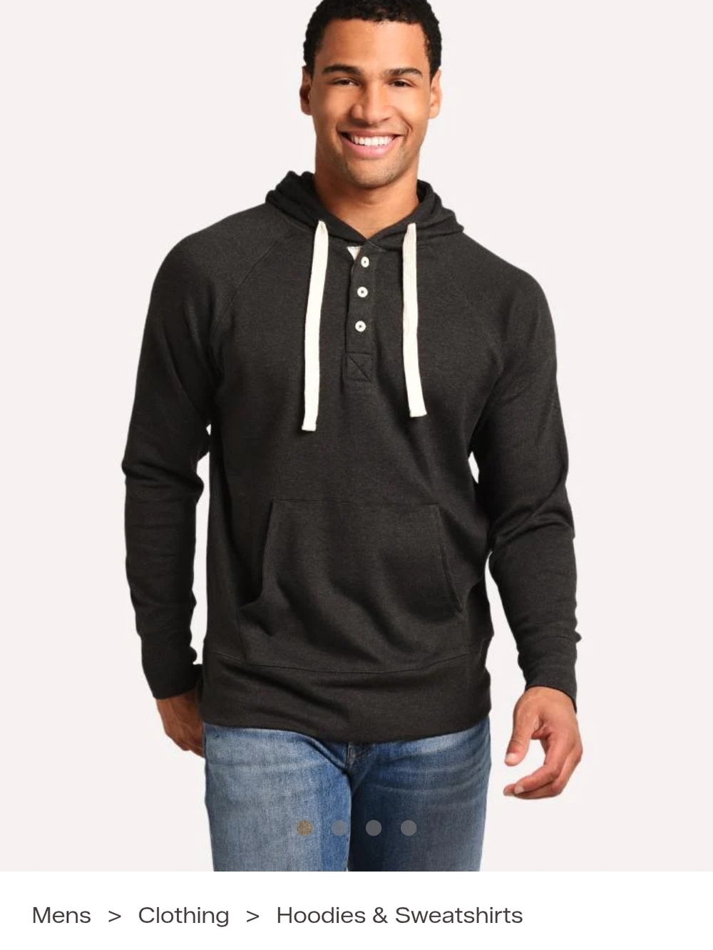 The Normal Brand Dark Charcoal Hooded Henley Sweatshirt Medium Tall